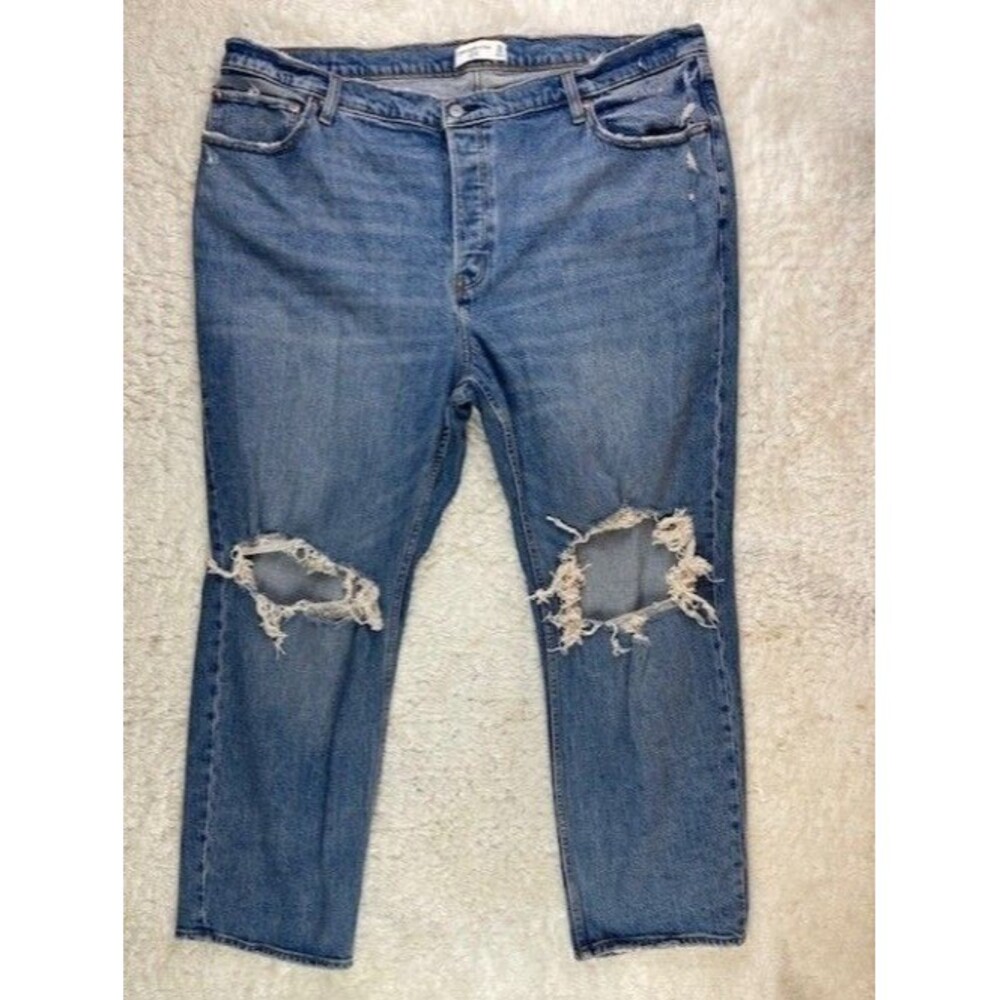 Abercrombie & Fitch Size 35 20 Short The Dad High Rise Womens Jeans Distress